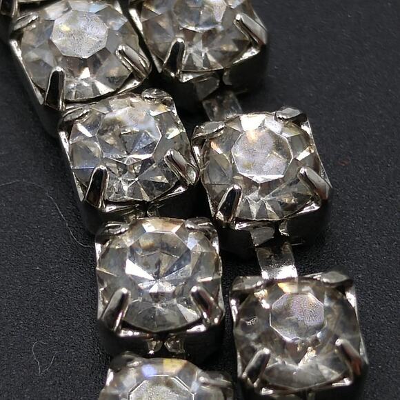 Vintage Double Strand Clear Rhinestone Bracelet, 7 Inches, Wedding Bridal - Picture 2 of 8